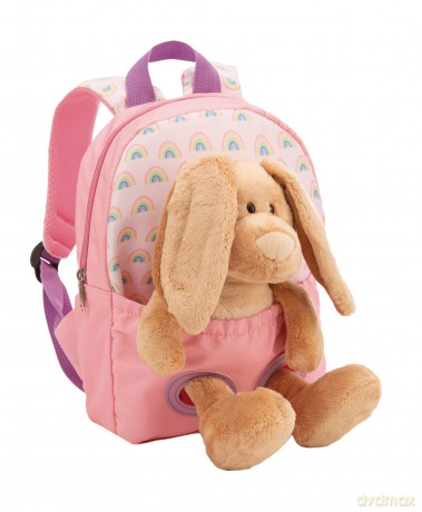 NICI Backpack with soft toy 21x26 cm rabbit 25 cm pink