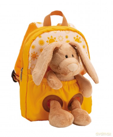 NICI Backpack with soft toy 21x26 cm rabbit 25 cm yellow