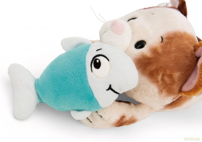 NICI Przytulanka kotek calico (trikolor) z rybką 30 cm leżący