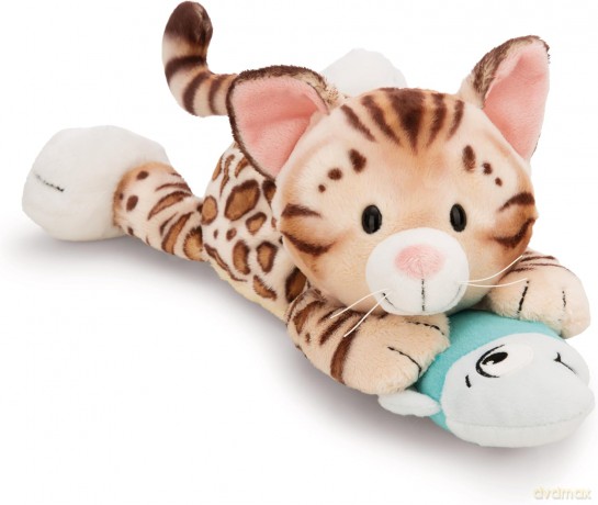 NICI przytulanka leżący kot bengalski z rybką 30 cm
