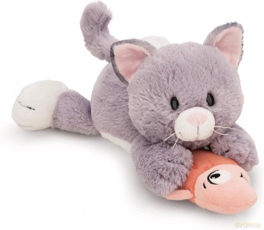 NICI Przytulanka kotek szary z rybką 30 cm leżący
