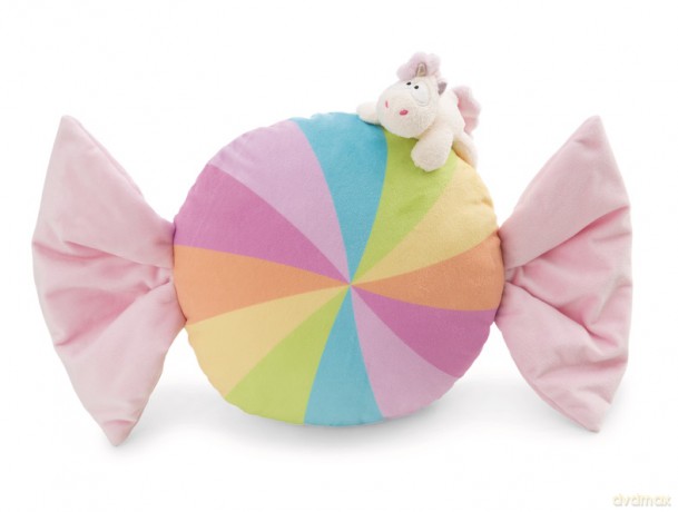 NICI Poduszka w kształcie cukierka 45 cm z pluszowym jednorożcem