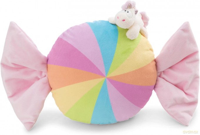 NICI Poduszka w kształcie cukierka 45 cm z pluszowym jednorożcem