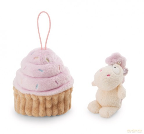 NICI Przytulanka jednorożec Creamy Pink 10 cm w muffince z zawieszką