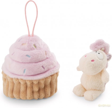 NICI Przytulanka jednorożec Creamy Pink 10 cm w muffince z zawieszką