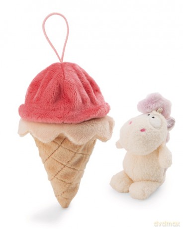 NICI Przytulanka jednorożec Creamy Pink 10 cm w lodowym wafelku z zawieszką