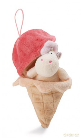 NICI Przytulanka jednorożec Creamy Pink 10 cm w lodowym wafelku z zawieszką