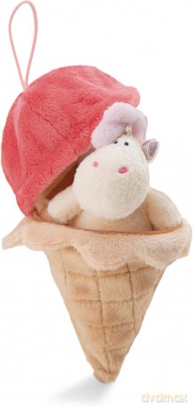NICI Przytulanka jednorożec Creamy Pink 10 cm w lodowym wafelku z zawieszką