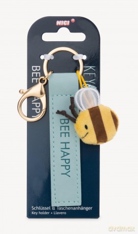 NICI wieszak/brelok na klucze turkusowy band z pszczółką Bee happy 10 cm
