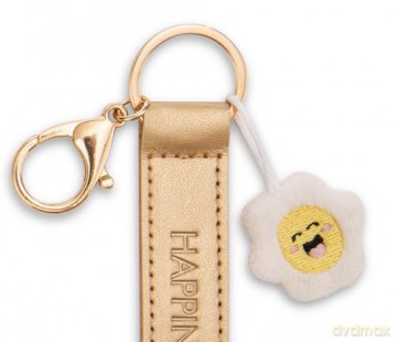 NICI wieszak/brelok na klucze złoty band z kwiatkiem Happiness 10 cm