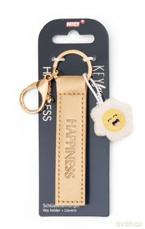 NICI wieszak/brelok na klucze złoty band z kwiatkiem Happiness 10 cm