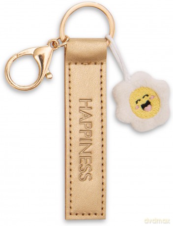 NICI wieszak/brelok na klucze złoty band z kwiatkiem Happiness 10 cm