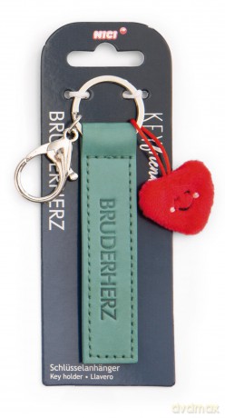 NICI wieszak/brelok na klucze zielony band z serduszkiem Bruderherz 10 cm
