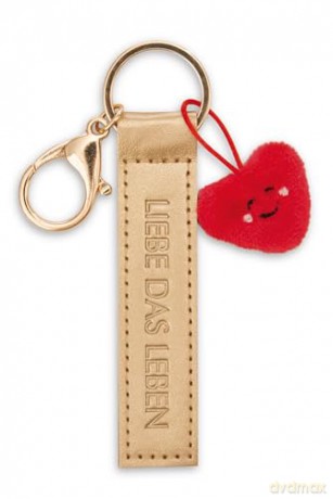 NICI wieszak/brelok na klucze złoty band z serduszkiem Liebe das Leben 10 cm