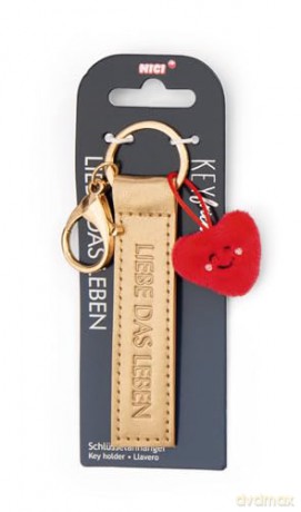 NICI wieszak/brelok na klucze złoty band z serduszkiem Liebe das Leben 10 cm