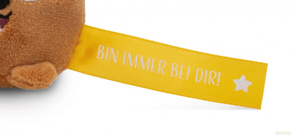 NICI wieszak/brelok na klucze miś z żółtą wstążką Bin immer bei dir! 5 cm