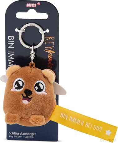 NICI wieszak/brelok na klucze miś z żółtą wstążką Bin immer bei dir! 5 cm