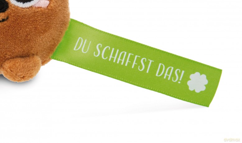 NICI wieszak/brelok na klucze miś z zieloną wstążką Du schaffst das! 5 cm