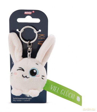 NICI wieszak/brelok na klucze królik z zieloną wstążką Viel Glück! 5 cm