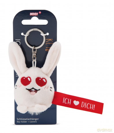 NICI wieszak/brelok na klucze królik z czerwoną wstążką Ich Herz dich! 5 cm