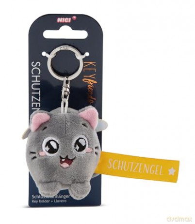 NICI wieszak/brelok na klucze kotek z żółtą wstążką Schutzengel! 5 cm