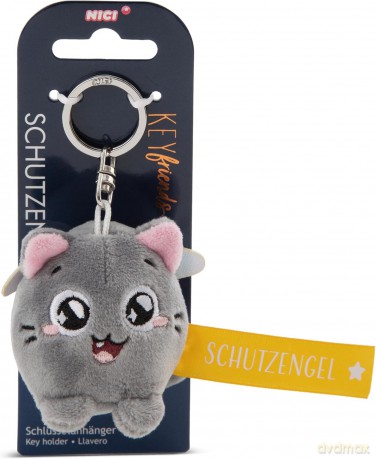 NICI wieszak/brelok na klucze kotek z żółtą wstążką Schutzengel! 5 cm