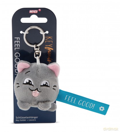 NICI wieszak/brelok na klucze kotek z niebieską wstążką Feel Good! 5 cm