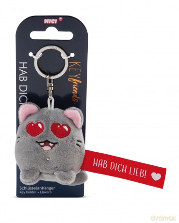 NICI wieszak/brelok na klucze kotek z czerwoną wstążką Hab dich lieb! 5 cm