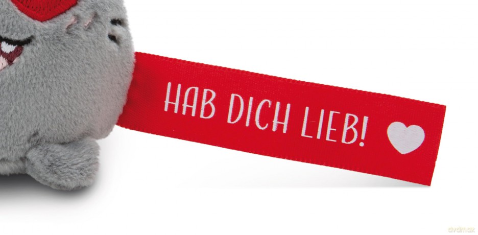 NICI wieszak/brelok na klucze kotek z czerwoną wstążką Hab dich lieb! 5 cm