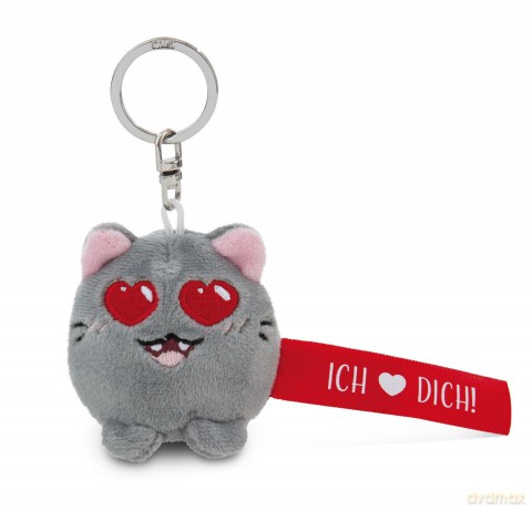 NICI wieszak/brelok na klucze kotek z czerwoną wstążką Ich Herz dich! 5 cm