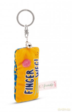 NICI wieszak/brelok na klucze mini podusia "Finger weg!" 8cm z dwoneczkiem