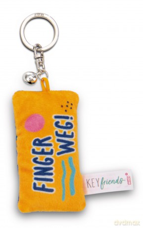 NICI wieszak/brelok na klucze mini podusia "Finger weg!" 8cm z dwoneczkiem