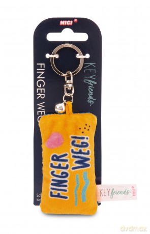 NICI wieszak/brelok na klucze mini podusia "Finger weg!" 8cm z dwoneczkiem