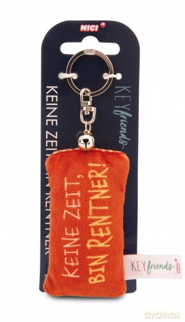 NICI wieszak/brelok na klucze mini podusia "Keine Zeit bin Rentner!" 8cm z dwoneczkiem
