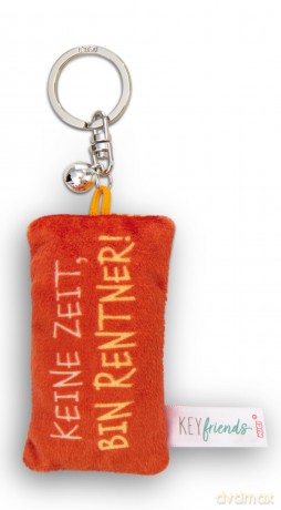 NICI wieszak/brelok na klucze mini podusia "Keine Zeit bin Rentner!" 8cm z dwoneczkiem