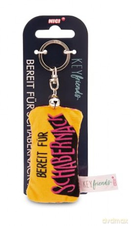 NICI wieszak/brelok na klucze mini podusia "Bereit für Schabernack" 8cm z dwoneczkiem 8 cm