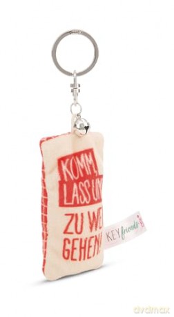 NICI wieszak/brelok na klucze mini podusia "Komm, lass uns zu weit gehen" 8cm z dwoneczkiem