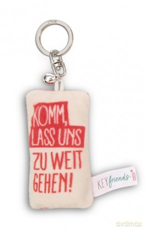 NICI wieszak/brelok na klucze mini podusia "Komm, lass uns zu weit gehen" 8cm z dwoneczkiem