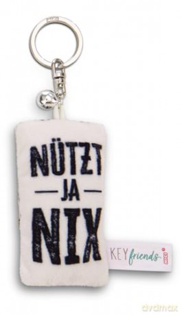 NICI wieszak/brelok na klucze mini podusia "Nützt ja nix" 8cm z dwoneczkiem