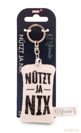 NICI wieszak/brelok na klucze mini podusia "Nützt ja nix" 8cm z dwoneczkiem