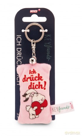 NICI wieszak/brelok na klucze mini podusia "Ich drück dich!" 8cm z dwoneczkiem