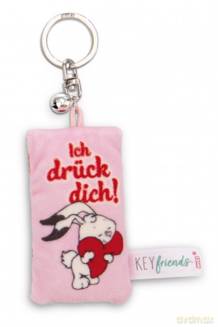 NICI wieszak/brelok na klucze mini podusia "Ich drück dich!" 8cm z dwoneczkiem