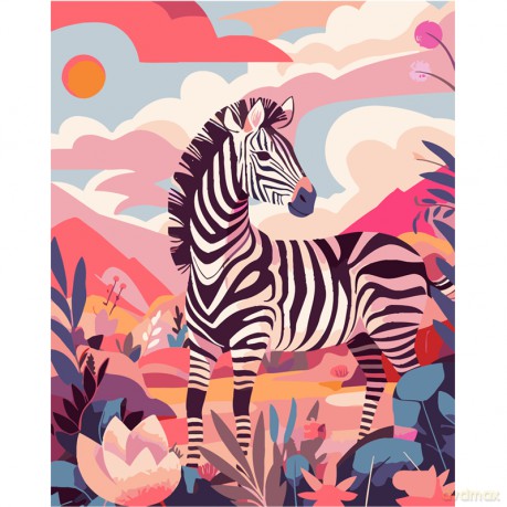 Malowanie po numerach Zebra 40x50 cm