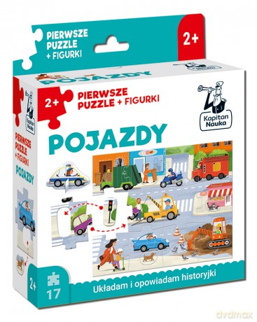 Puzzle Pojazdy + figurki Pierwsze puzzle Kapitan Nauka - dr n. hum. Anna Zając [PUZZLE]