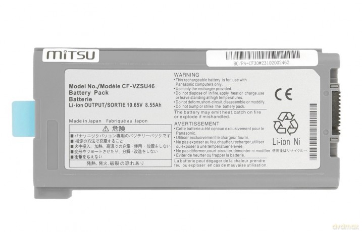 Bateria CF-VZSU46 do Panasonic ToughBook CF-30 CF-31 CF-53 8550 mAh (91 Wh) 10.65V