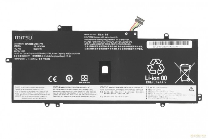 Bateria do Lenovo ThinkPad X1 Yoga 4 5 Carbon 7 8 3325 mAh (51 Wh) 15.36V