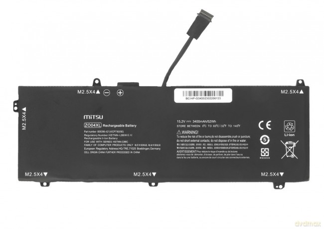 Bateria ZO04XL do HP ZBook Studio G3 G4 3400 mAh (52 Wh) 15.2V