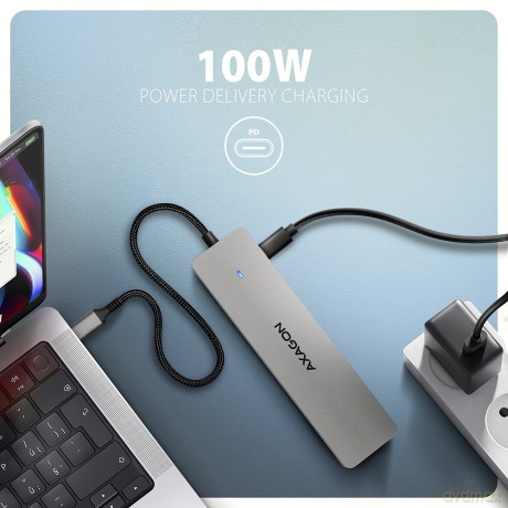 HMC-7HX2 Wieloportovy hub USB 7in1, 5Gbps, 2x USB-A, 1x USB-C, 2x HDMI 4K/60Hz, GLAN, PD 100W, 15cm USB-C kabel