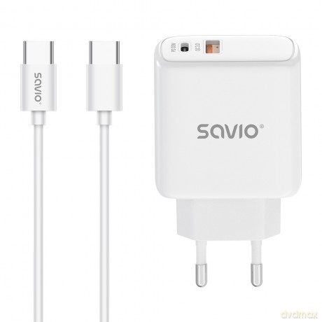 Ładowarka sieciowa LA-10 30W Quick Charge Power Delivery 3.0 Biała + Kabel