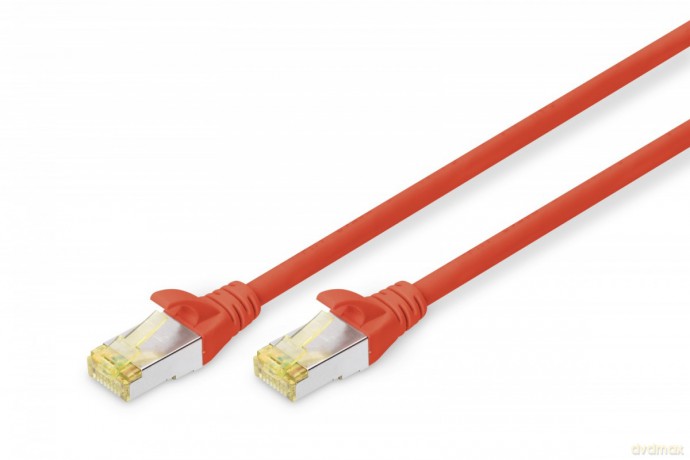 Patch cord S/FTP kat.6A LSOH 0,25m Czerwony